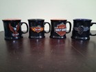 Lot Of 4 Harley-davidson Mini Mug     Espresso demitasse Cups- 2    Tall  2    Wide