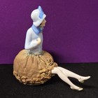 Antique German Porcelain Half Doll Pin Cushion Figurine 1920s Flapper Girl 