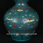 19  Old Yuan Dynasty Green Glaze Color Porcelain Mandarin Duck Gourd Bottle Vase