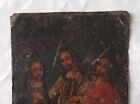 The Holy Trinity Antique Retablo Mexican Religious Art Hand Painted Tin Ex-voto