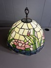 Vintage Tiffany Hanging Floor Ceiling Lamp Shade Floral Glass Nj Diner Gorgeous