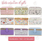 Large Wooden Sewing Basket With Accessories Sew Storage Organizer Box   White Pu