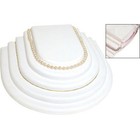 Pack Of 2 White Faux Leather Pearl Necklace Tiered Display Showcases Countertops