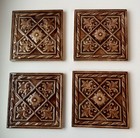 U s  Encaustic Tile Co Antique Brown Glazed Majolica Embossed Tile 6     set Of 4 