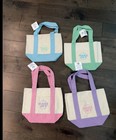 Trader Joe   s Mini Pastel Canvas Tote Bag Set Of 4 Nwt Blue Green Pink Purple