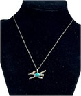 Vtg Native American Sterling Turquoise Stone Roadrunner Necklace -18    4 1g