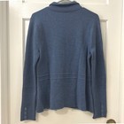 Talbots Sz M Merino Wool Knit Blazer Jacket Cardigan Blue Heather Career Classic