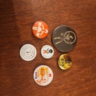 Lot 6 Vtg Mixed Button Round Pinback Pins  
