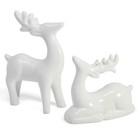 Porcelain Christmas Reindeer Figurines Decoration 2 Pack