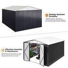 10x12ft Metal Storage Shed  Lockable Outdoor Utility For Garden   Patio  White