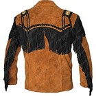 Vintage Cowboy Western Jacket Suede Leather Native American Fringe Coat Buckskin