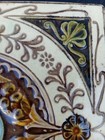 Antique Victorian Majolica Tile 6  Raised Floral Geometric Fireplace C1900