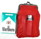 Soft Leather Cigarette Case  Snap Top Fit 100s Black  Red  Tan  Hot Pink  Purple