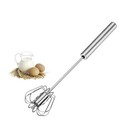 Stainless Steel Egg Whisk  Hand Push Rotary Whisk Blender 12in  Silver
