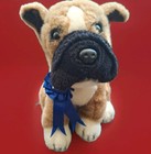 Fao Blue Ribbon Boxer Dog Plush 10  Brown Puppy  Clean Realistic Plastic Eyes