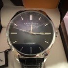 Akribos Xxiv Ak1123ssbu Automatic Black Dial Leather Strap Date 40 Mm Box Papers