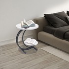 2-tier Round End Table Side Table With Storage Shelf For Living Room Black white