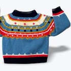 Vintage Fair Isle Sweater Baby 12-18m Mock Neck Blue Red Yellow