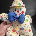 Vtg  Eden Plush Colorful Wind Up  Musical Clown Polka Dots  14    Works   Stains 
