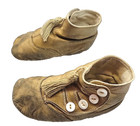 Antique Victorian Cream Kid Leather Baby Child Shoes Four Button High Top Tassle