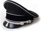 Wwii German Ss Elite Officer Hat Officer Army Wool Visor Crusher Cap Black