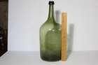 Lg  Antique Blown Light Olive Green Utility Glass Bottle Crude Rough Pontil 15 