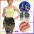 8pcs Belly Dance Hip Scarf For Women 128 Gold Coins Belly Dancing Skirt Wrap    