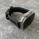 Black Patent Premium Leather Watch Strap Band For New Apple Watch Ultra 49mm