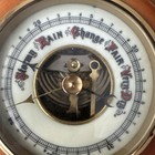 Vintage Atco Barometer Germany Solid Wood Cased Brass Ring Beveled Glass Retro