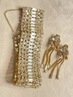 Hobe Gold Tone Icy Clear Baguette Rhinestone Dangle Clip Earrings   Bracelet Wow