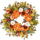 Fall Wreath For Front Door  24 Inch Autumn Wreath With Pumpkins  Peony  