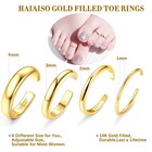 14k Gold Plated Toe Rings Adjustable Toe Ring For Women Thin Toe Rings Open Band