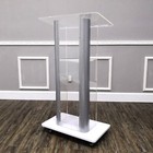 Clear Acrylic Plexiglass Podium Steel Sides Church Pulpit School Lectern Funeral