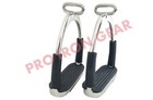 5       Offset Horse Flexible Safety Polish Stirrups Riding Bendy Stirrup Iron Steel