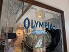 Vintage Olympia Beer Smoked Glass Bar Mirror 26  X 20  It s The Water Gold Seal