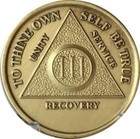 3  Aa Medallion Sobriety Chip - Bronze Coin With Serenity Prayer Inscription