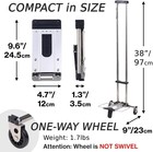 Folding Carrying Cart  Luggage Cart With 2 Wheels One Way  Compact For Travel Sm
