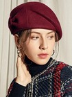 Wool Felt Beret Fascinator Hats For Women Wedding Church Pillbox Hat With Bow