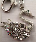 Rhinestone Bling Beautiful Swan Charm Key Chain Purse Fob