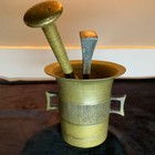Antique Heavy Solid Brass Mortar   2 Brass Pestles  Large 4    Pharmacy Apothecary
