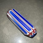 Antique Venetian Chevron African Trade Bead Red White Blue Blown Tube 2 3 4   used
