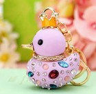 Adorable Crown Duck Keychain Colorful Rhinestone Key Chain Bag   Purse Charm