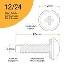 50pk 12-24 Rack Screws With Nylon Washers For Server Network Audio Gear