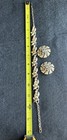 Vintage Ab Stones Art Necklace Aurora Borealis Clip Earrings Brushed Silver Tone