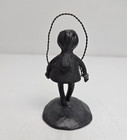 Vintage Pewter People By Hunter Figurine Sculpture Girl Jumping Rope Signed