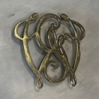 Vintage Virginia Metalcrafters George Washington Cypher Brass Trivet For Hot Pan