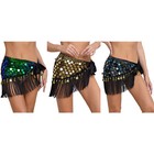 Us Womens Sequins Belly Dance Hip Scarf With Tassels Triangle Wrap Skirt Costume