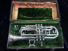 Vintage Holton New Proportion Silver Cornet With Extra Slides  Case