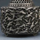 Antique Chinese Silver Bronze Handmade Crane Incense Burner Retro Collection