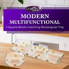 Elegant Glass Square Bowls Set With Matching Rectangular Tray 3-piece Decorative